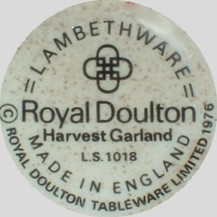 Royal Doulton "Harvest Garland"  L.S 1018 (mark black,  Limited 1976)