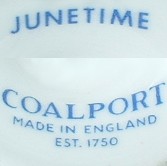 Crown Staffs - Coalport EST. 1750, "Junetime",  mark blue